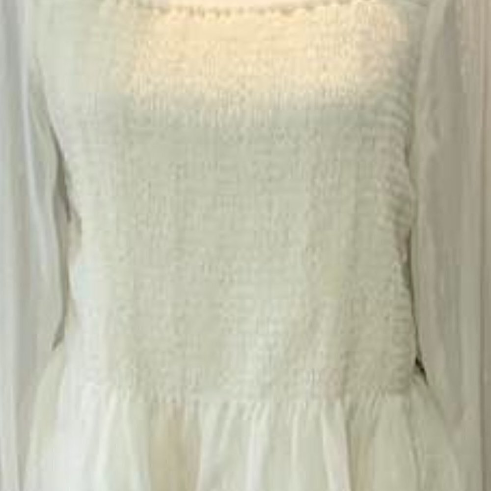 NINE WEST-IVORY/SILVER STRIPE-SQUARE NECK-CHIFFON-LINED BLOUSE - Picture 5 of 5